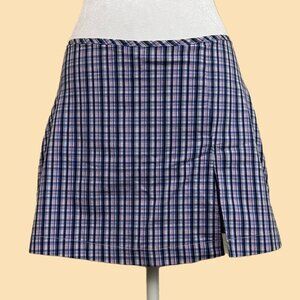 purple and pink plaid gingham y2k preppy summer mini skirt with built in shorts